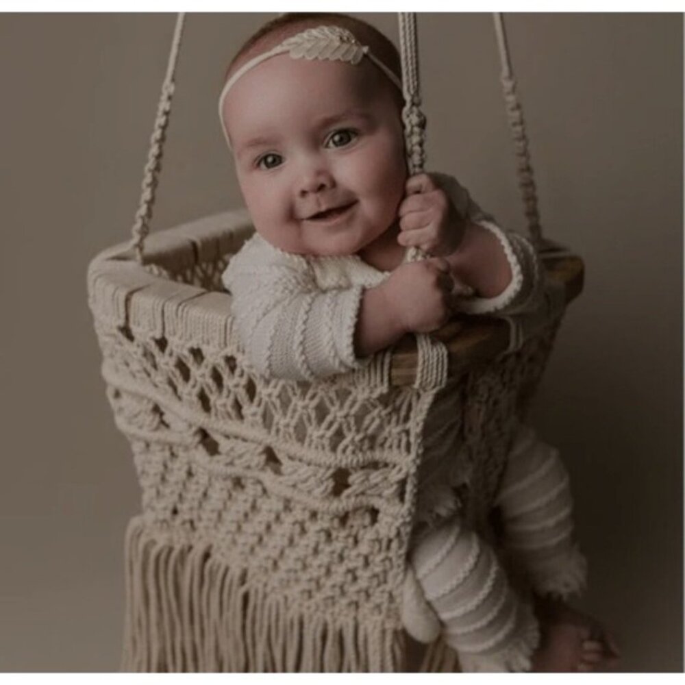 Finn Emma Macrame Baby‎ Hammock Swing Organic Cotton Natural Cotton